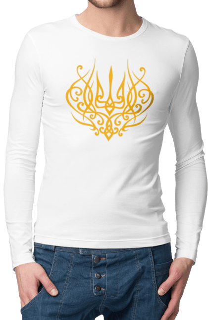 Men`s longsleeve with prints Emblem of Ukraine. Герб, герб україни, доброго вечора, зсу, патріотична, прапор. 2070702