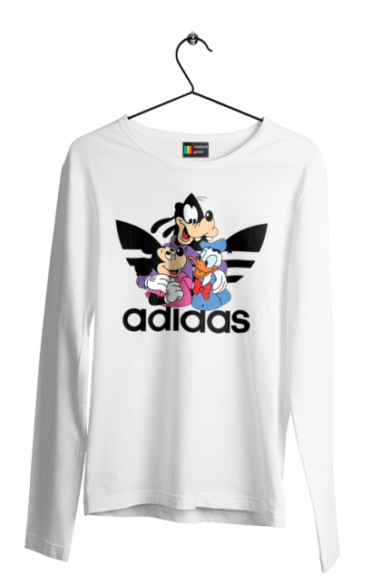 Чоловічій лонгслів з принтом "Adidas Міккі Маус". Adidas, mickey mouse, адідас, дісней, міккі, міккі маус, мультфільм. 2070702