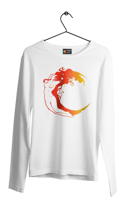 Men`s longsleeve with prints Moon girl. Cosmic, girl, moon, space, stars. 2070702