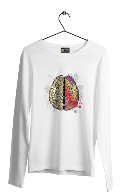 Чоловічий лонгслів з принтом "Творчість та логіка". Бінарний, біткоїн, біткойн, валюта, гроші, крипто, наука, програміст, программист, творчество, техно, хакер, художник, цветной. 2070702