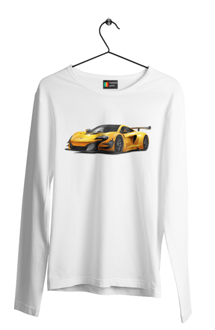 Чоловічий лонгслів з принтом "Спорткар". Автомобіль, жовтий автомобіль, жовтий спорткар, спорт, спорткар. 2070702