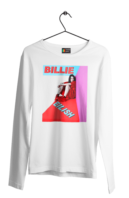 Чоловічий лонгслів з принтом "Біллі Айліш". Біллі айліш, логотип біллі айліш, принт біллі айліш, співачка біллі айліш. 2070702