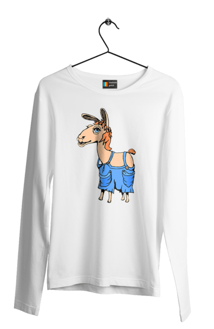 Чоловічий лонгслів з принтом "Лама В Комбінезоні". Комбінезон, лама. 2070702