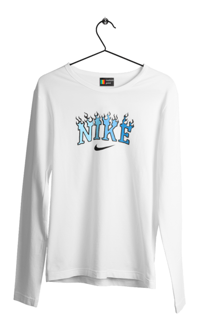 Чоловічій лонгслів з принтом "Nike". Nike, логотип, надпись, найк. CustomPrint.market