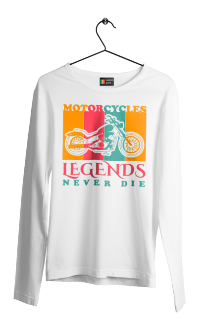 Чоловічий лонгслів з принтом "мотоцикл легенда". Легенда, мотоспорт, мотоцикл. 2070702