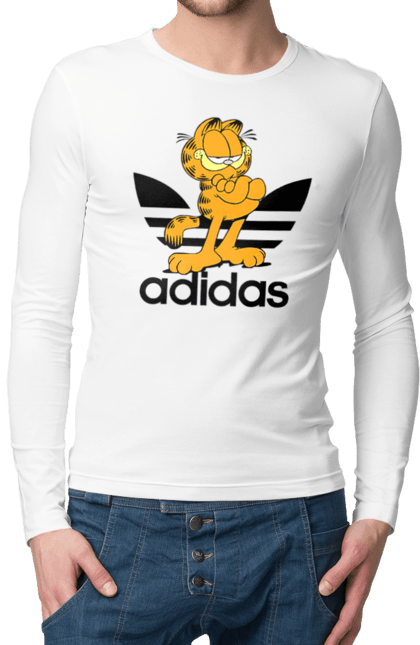 Чоловічій лонгслів з принтом "Adidas Гарфілд". Adidas, garfield, адідас, гарфілд, голод, кінокомедія, кіт, комедія, фільм. 2070702