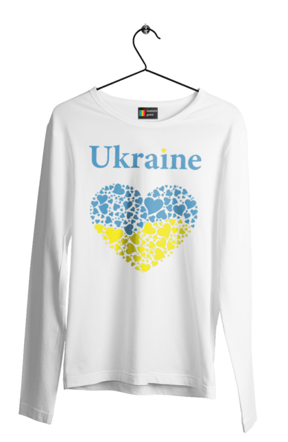 Чоловічий лонгслів з принтом "Ukraine Heart". Прапор, серце, україна. 2070702
