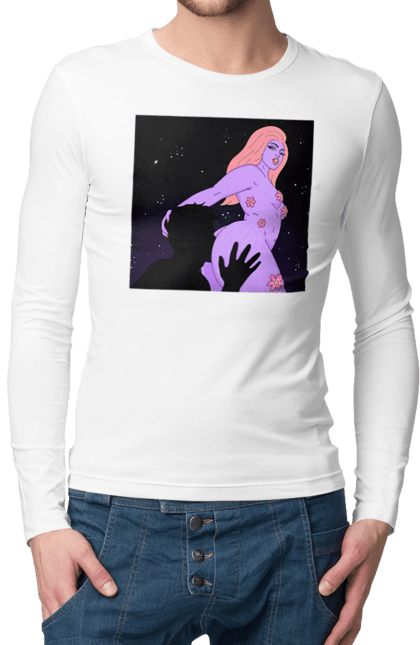 Чоловічий лонгслів з принтом "Фіолетова Дівчина". Дівчина, тіло. 2070702