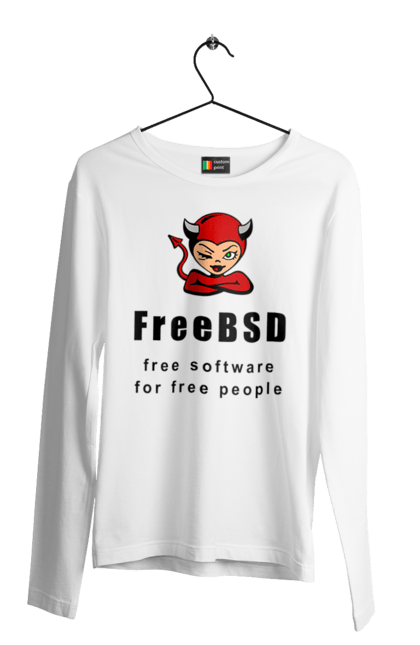 Чоловічий лонгслів з принтом "Freebsd Для Вільних". Bsd, freebsd, unix, адміністратор, айті, айтішник, безкоштовна, безкоштовно, бестія, вільна, демон, демонесса, доступність, незалежність, операційна система, ос, програміст, програмне забезпечення, свобода, сисадмін, система, системний адміністратор, софт, текст, червоний, чорний. 2070702