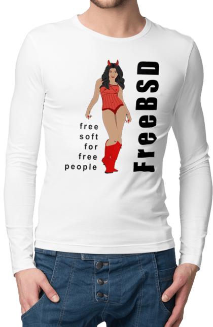 Чоловічий лонгслів з принтом "Freebsd Для Вільних". Bsd, freebsd, unix, адміністратор, айті, айтішник, безкоштовна, безкоштовно, бестія, вільна, демон, демонесса, дівчина, для дорослих, доступність, еротика, еротична, жінка, незалежність, операційна система, ос, програміст, програмне забезпечення, свобода, сисадмін, система, системний адміністратор, софт, текст, червоний, чорний. 2070702