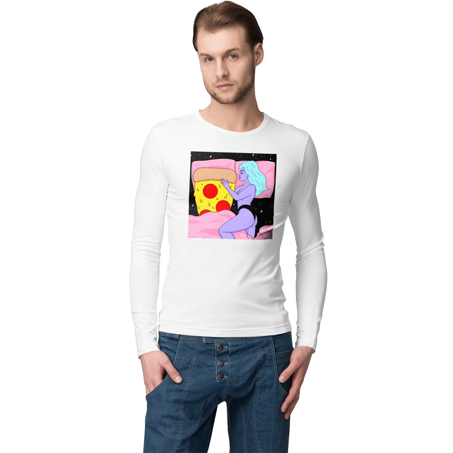 Purple Girl And Pizza