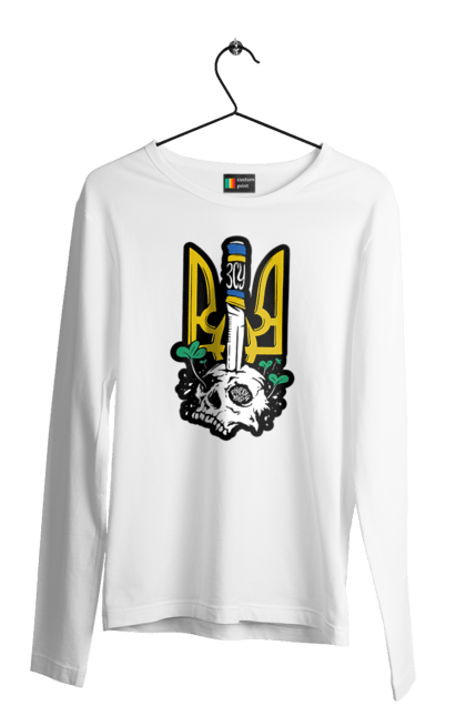 Чоловічий лонгслів з принтом "Герб ЗСУ". Герб, зсу, патріотична, прапор, череп. 2070702