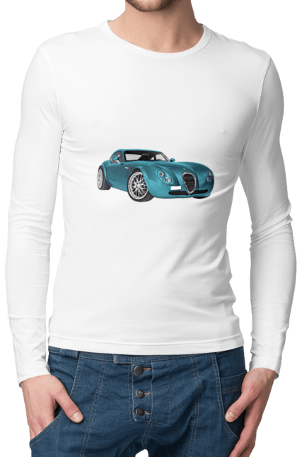 Чоловічий лонгслів з принтом "Авто.7". Авто, блакитний, графіка, ретро авто, фото. 2070702