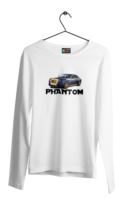 Чоловічий лонгслів з принтом "Ролс ройс". Авто, автомобіль, люкс клас, ролс ройс, седан, фантом. 2070702