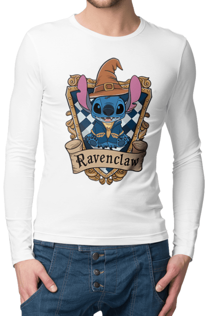 Men's longsleeve with prints Stich Ravenclaw. Faculty, franchise, harry potter, hogwarts, ravenclaw, stich. 2070702