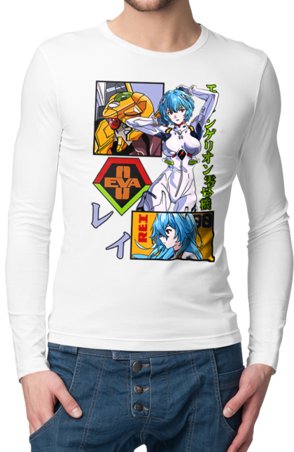 Men's longsleeve with prints Evangelion Rei. Anime, evangelion, eve, kaoru, manga, rei ayanami, shinji. 2070702