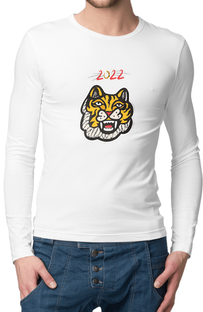 Чоловічій лонгслів з принтом "Тигр". 2022, кот, новый год, тигр, юмор. futbolka.stylus.ua