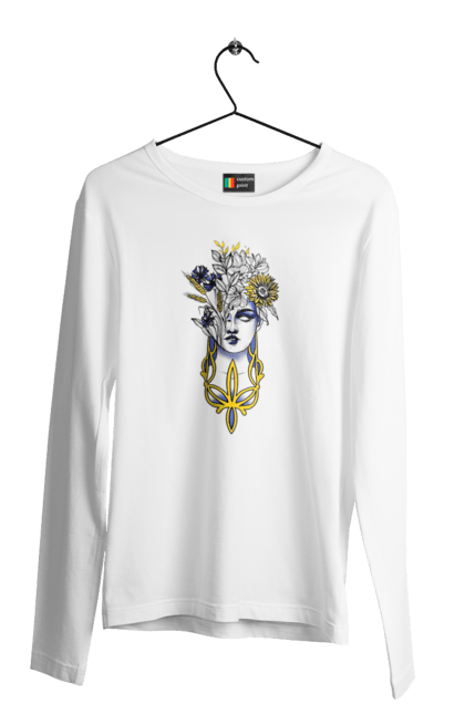 Чоловічий лонгслів з принтом "Українка". Жінка, соняшник, українка. 2070702