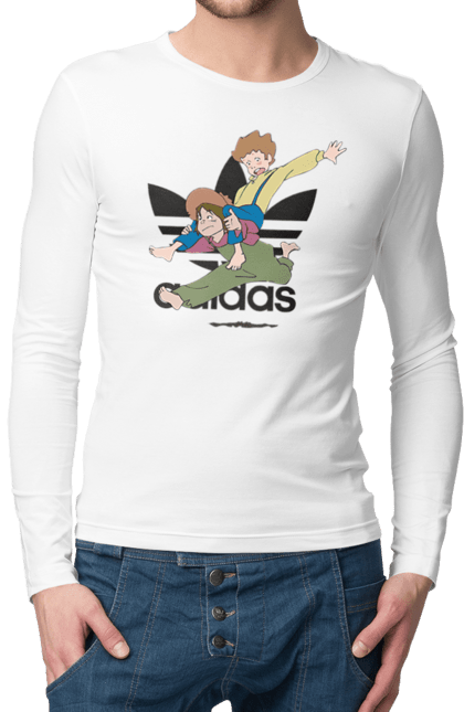 Чоловічій лонгслів з принтом "Adidas Том Соєр". Adidas, tom sawyer, адідас, книга, мультфільм, повість, пригоди, том соєр, том сойер. 2070702