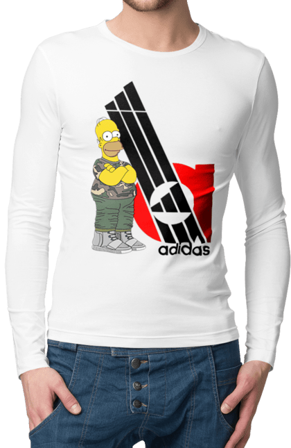 Чоловічій лонгслів з принтом "Adidas Гомер". Adidas, homer, simpson, адідас, гомер, мультсеріал, серіал, симпсони, сімпсон. 2070702