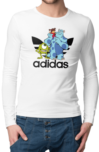 Чоловічій лонгслів з принтом "Adidas Корпорація монстрів". Adidas, monsters inc, pixar, адідас, корпорація монстрів, мультфільм. 2070702