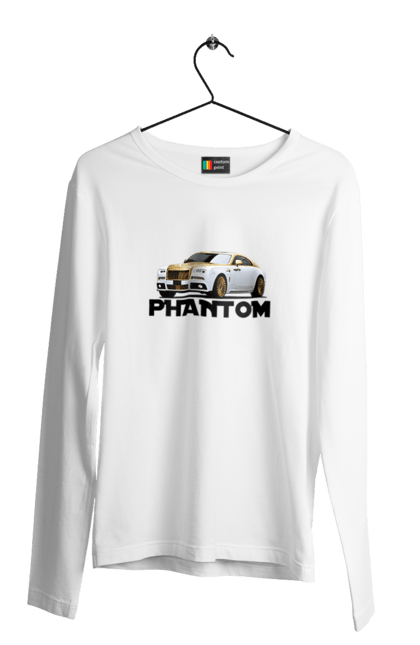 Чоловічий лонгслів з принтом "Ролс ройс". Авто, автомобіль, люкс клас, ролс ройс, седан, фантом. 2070702