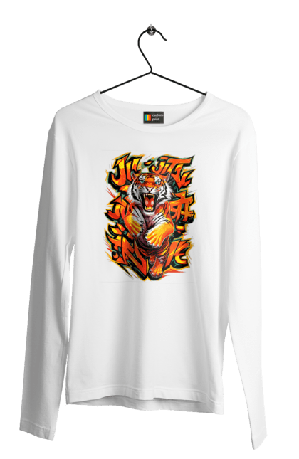 Men's longsleeve with prints Jujutsu. Animal, japan, jiu jitsu, jujutsu, martial arts, ninja, samurai, sport, tiger. 2070702