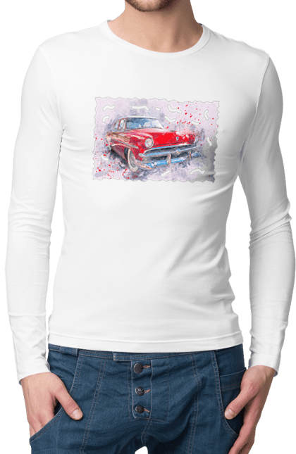 Чоловічий лонгслів з принтом "Автомобільний газ". Gaz, автомобиль, автомобільний газ, дорога, колесо, перемога. 2070702