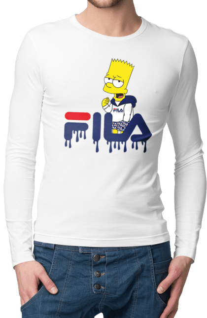 Чоловічій лонгслів з принтом "Барт FILA". Bart, simpsons, барт, сімпсон, спорт, спортивний одяг. 2070702