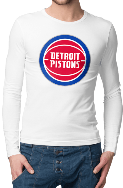 Чоловічій лонгслів з принтом "Detroit Pistons". Баскетбол, нба, спорт, супергліга. CustomPrint.market