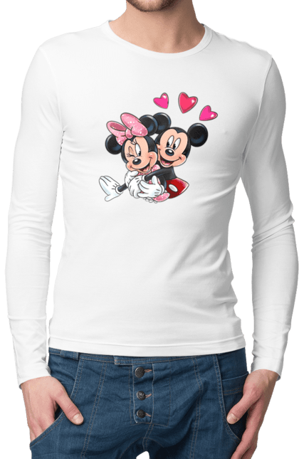 Чоловічій лонгслів з принтом "Міккі Маус та Мінні Маус". Mickey mouse, minnie mouse, дісней, міккі, міккі маус, мінні маус, мультфільм. 2070702