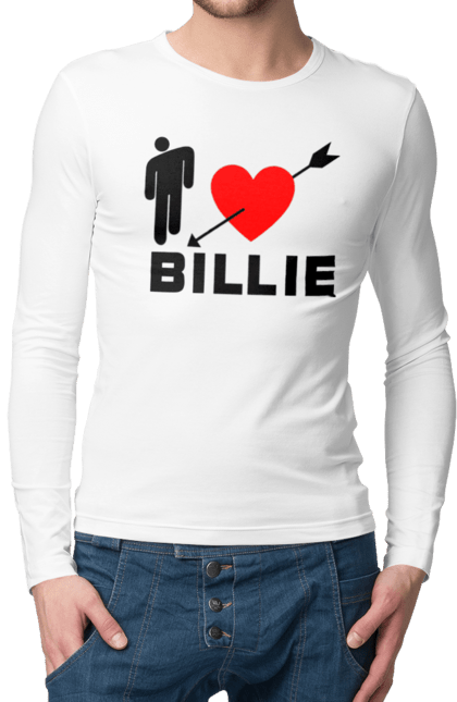 Чоловічій лонгслів з принтом "Біллі Айліш". Біллі айліш, логотип біллі айліш, принт біллі айліш, співачка біллі айліш. CustomPrint.market