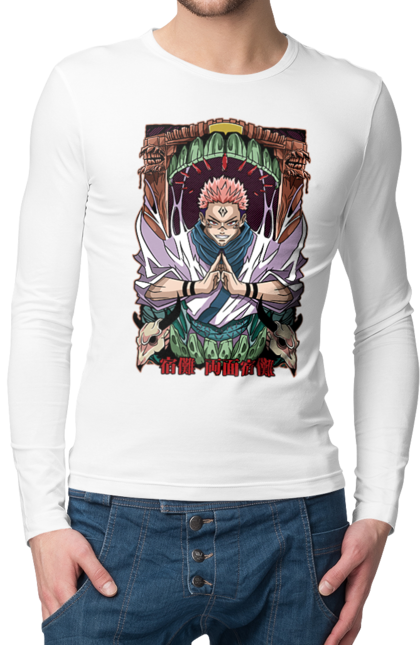 Men's longsleeve with prints Jujutsu Kaisen Sukuna. Anime, dark fantasy, jujutsu kaisen, magic battle, manga, mystic, sukuna. 2070702