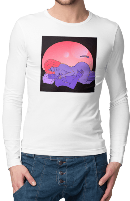 Чоловічий лонгслів з принтом "Інопланетяни Дівчина І Хлопець". Голі, дівчина, хлопець. 2070702