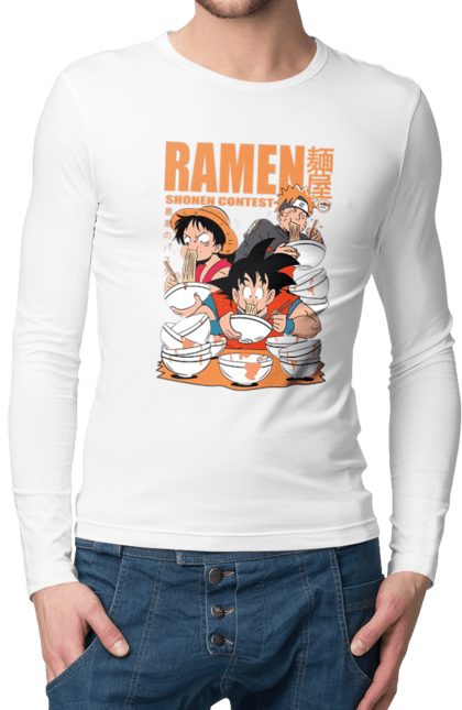 Men's longsleeve with prints Ramen. Anime, characters, food, goku, luffy, manga, naruto, ramen. 2070702