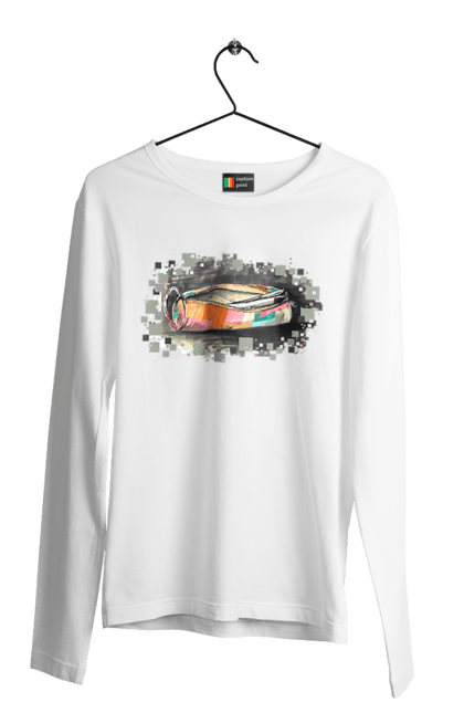 Чоловічий лонгслів з принтом "Пенал Авторський малюнок". Ексклюзив, канцтовари, малюнок, малюнок від руки, олівець, пенал, ручка, школа. 2070702