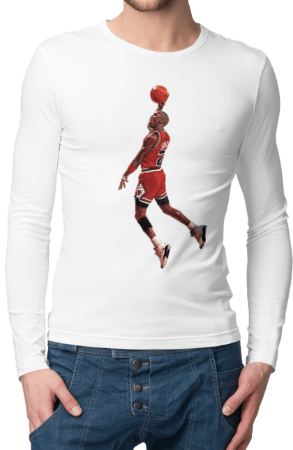 Чоловічій лонгслів з принтом "Майкл Джордан". Баскетбол, джордан, майкл джордан, спорт. CustomPrint.market