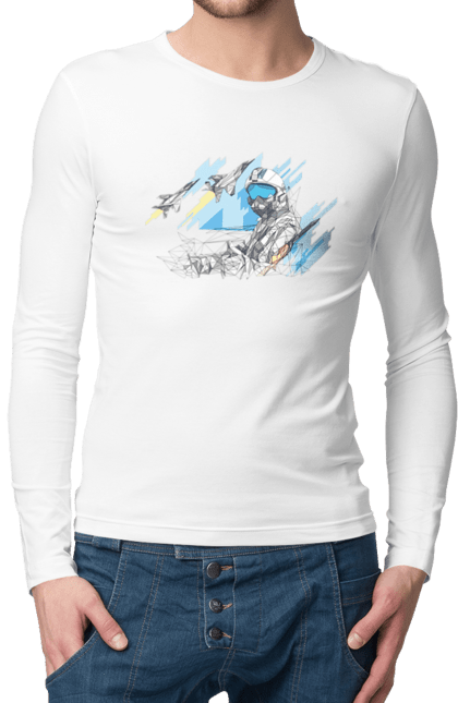 Чоловічий лонгслів з принтом "Слава збройним силам України". День захисника, день захистиць, марка, подяка, слава зсу, укрпошта. 2070702