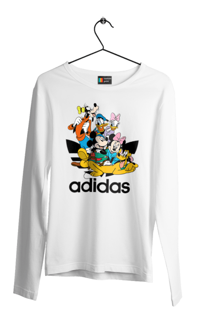 Чоловічій лонгслів з принтом "Adidas Міккі Маус". Adidas, mickey mouse, адідас, дісней, міккі, міккі маус, мультфільм. 2070702