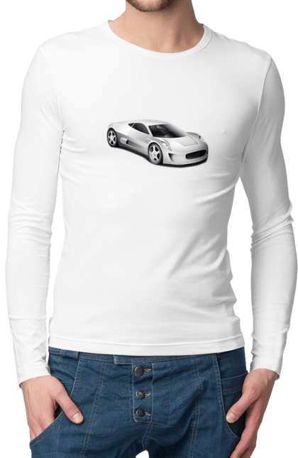 Чоловічий лонгслів з принтом "Авто.1". Авто, графіка, спортивне авто, фото, чорно-біле зображення. 2070702