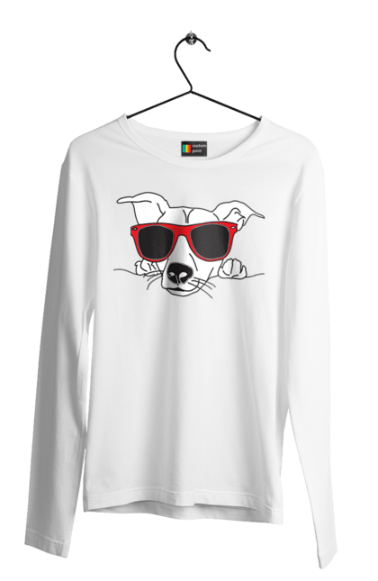 Men`s longsleeve with prints The Dog Peeks Out. Dog, glasses, peep out. 2070702