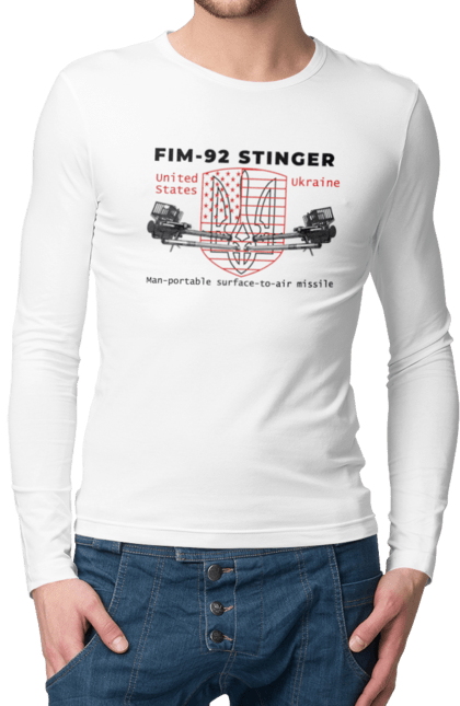 Чоловічий лонгслів з принтом "Stinger". F16, nasams, stinger, zuzana, гаубиця, два герби, залужний, сюзанна. 2070702