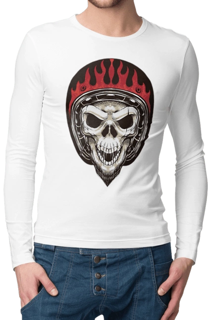 Skull in a motorcycle helmet