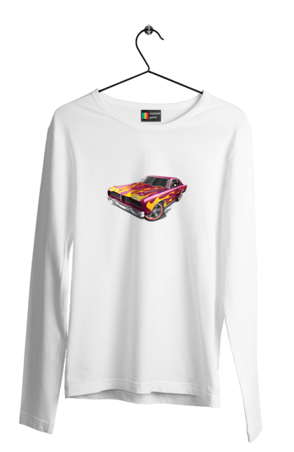 Чоловічий лонгслів з принтом "Кастом автомобіль". Авто, автомобіль, аерографія, вогонь, кастом, машина, полум я, тюнінг. 2070702