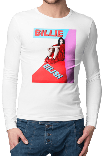 Чоловічий лонгслів з принтом "Біллі Айліш". Біллі айліш, логотип біллі айліш, принт біллі айліш, співачка біллі айліш. 2070702