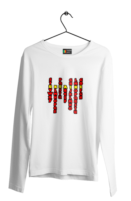 Чоловічий лонгслів з принтом "Україна". Абетка, авторський принт, латиниця, літери, напис, текст, україна. 2070702