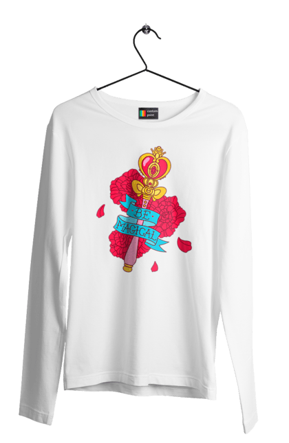 Men's longsleeve with prints Be Magical. Anime, charm, flowers, magic, rose flower, sailor moon, tv series, wand. 2070702