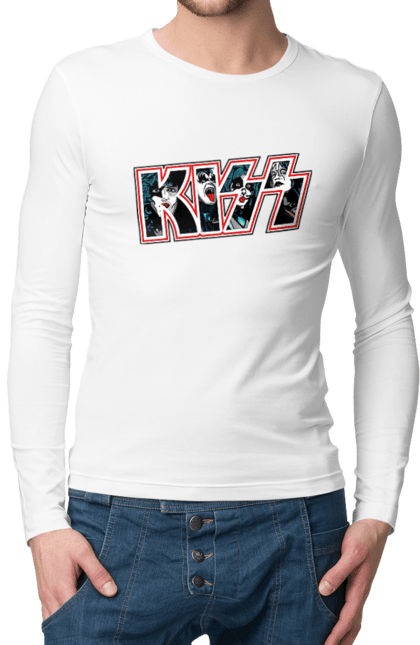 Чоловічій лонгслів з принтом "Kiss". Kiss, глем рок, група, кіс, музика, рок, хард рок. CustomPrint.market