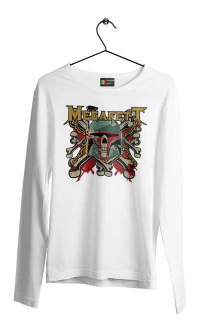 Men's longsleeve with prints Megafett. Bob fett, boba fett, clone, head hunter, megadeth, megafett, star wars. 2070702