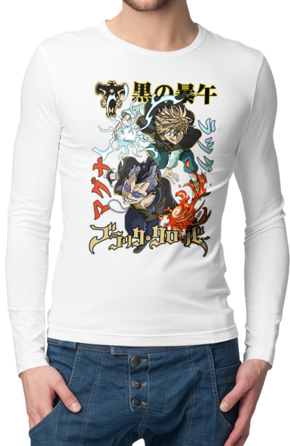 Men's longsleeve with prints Black Clover Magna Swing and Luck Voltia. Anime, black clover, luck voltia, magna swing, manga, wizard king. 2070702